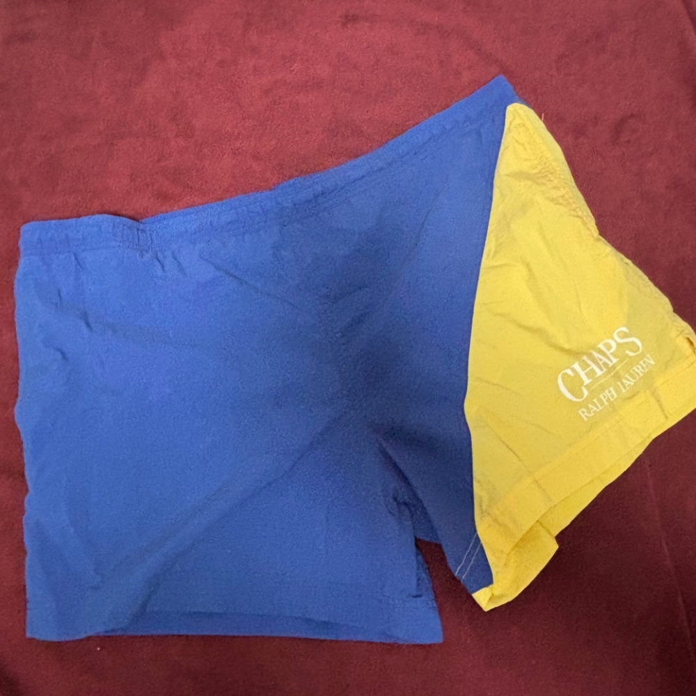 Men’s Chaps Swim Trunks Large Swim Shorts Lined Blue Pockets